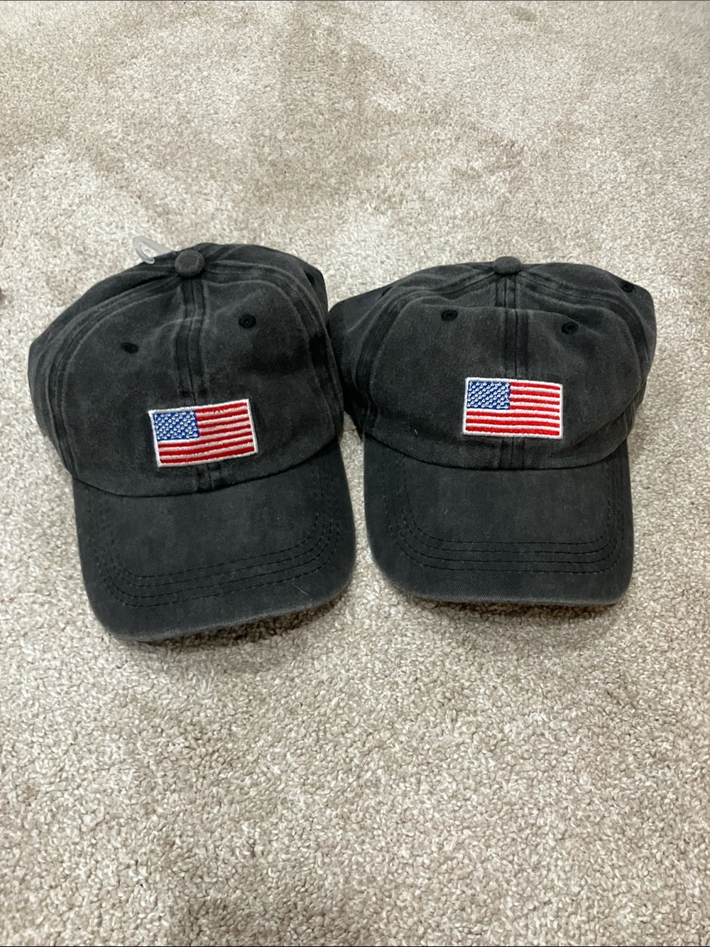 Black/Charcoal Hat with Embroidered American Flag